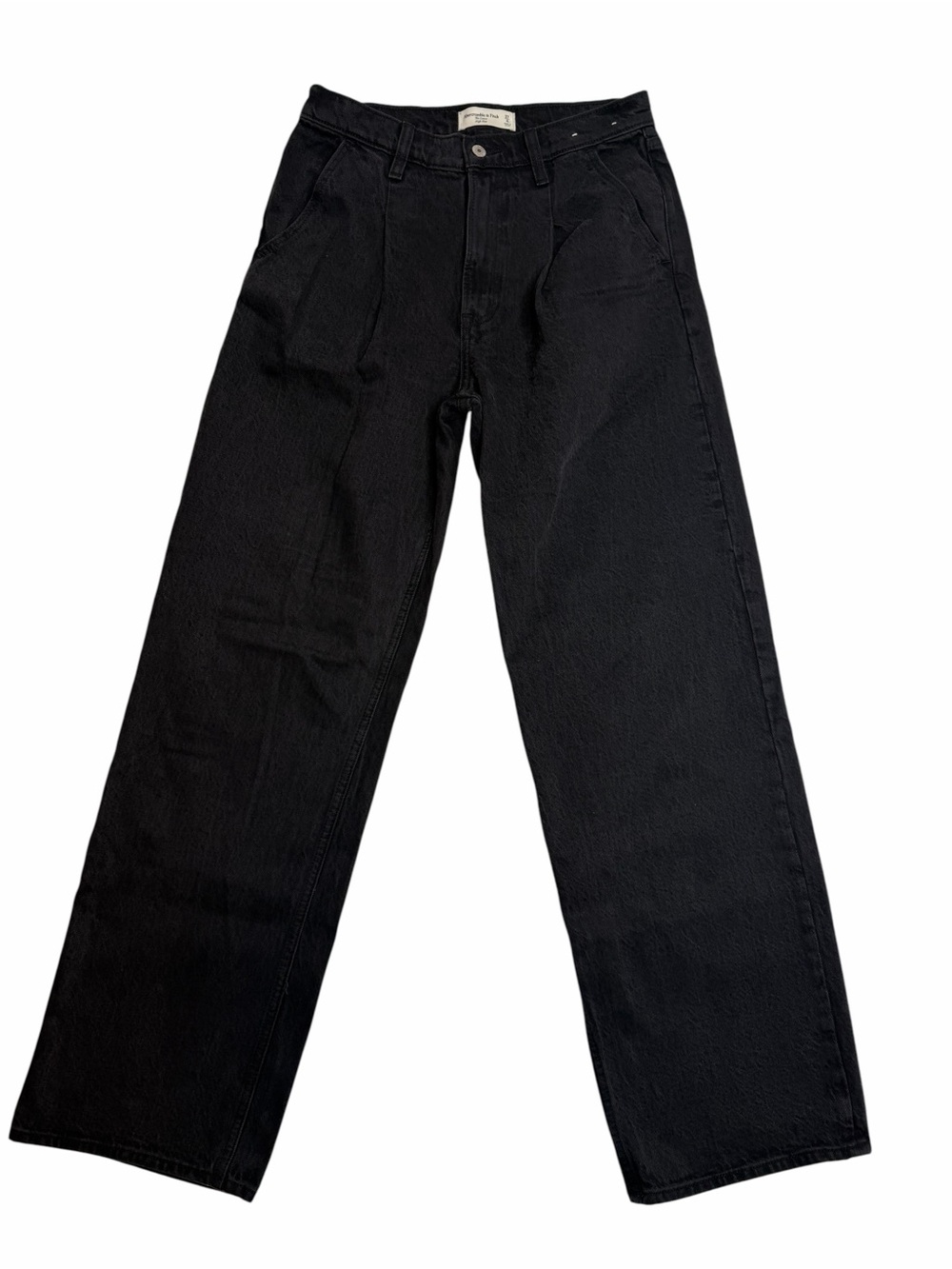 Abercrombie & Fitch The Loose High Rise‎ Pleated Front Jeans Black Size 27 Long